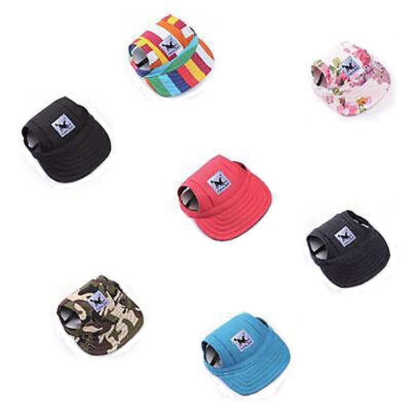 Dog Baseball Cap Outdoor Pet Sun Hat Summer Canvas Visor Puppy M Size - Red