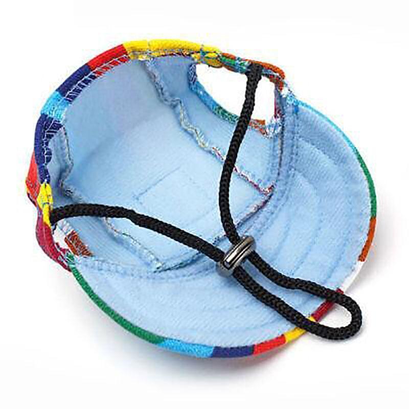 Dog Baseball Cap Outdoor Pet Sun Hat Summer Canvas Visor Puppy M Size - Red