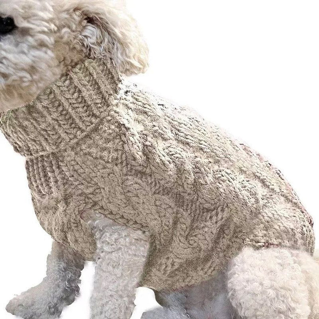 Puppy Dog Jumper Winter Warm Knitted Sweater Pet Clothes Small Dogs Coat Thermal S Size - Beige