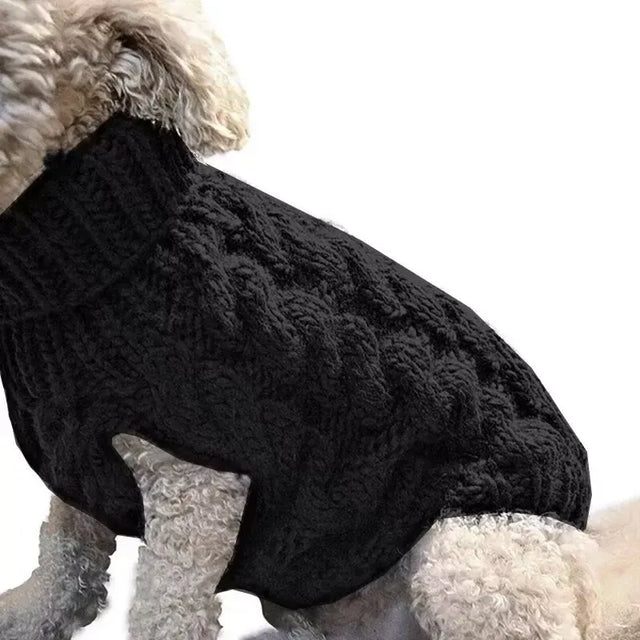 Puppy Dog Jumper Winter Warm Knitted Sweater Pet Clothes Small Dogs Coat Thermal S Size - Black