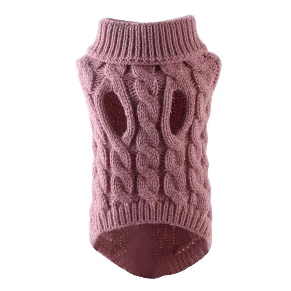 Puppy Dog Jumper Winter Warm Knitted Sweater Pet Clothes Small Dogs Coat Thermal L Size - Grey
