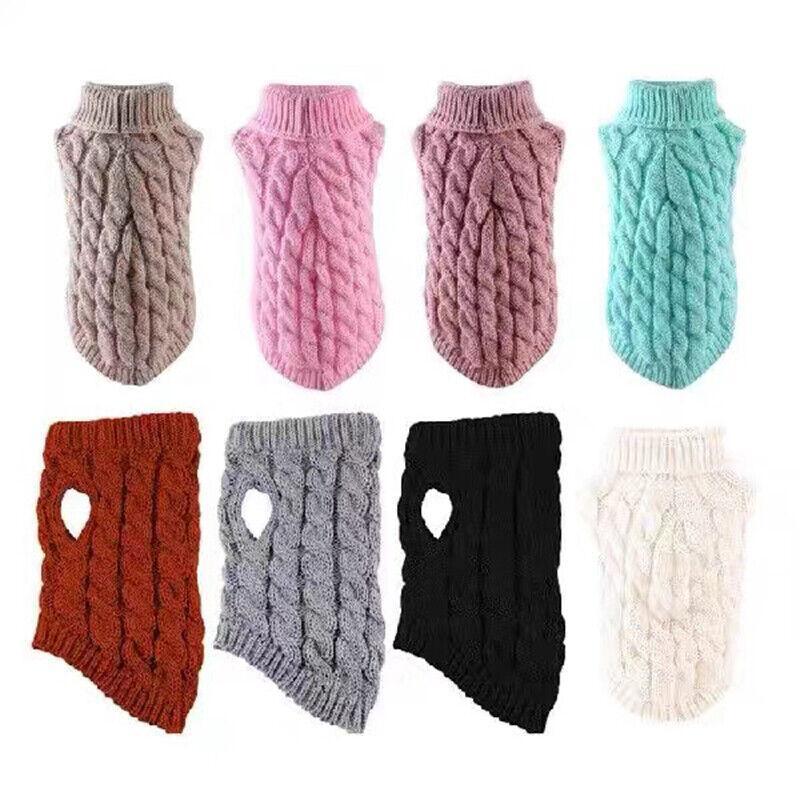 Puppy Dog Jumper Winter Warm Knitted Sweater Pet Clothes Small Dogs Coat Thermal L Size - Pink
