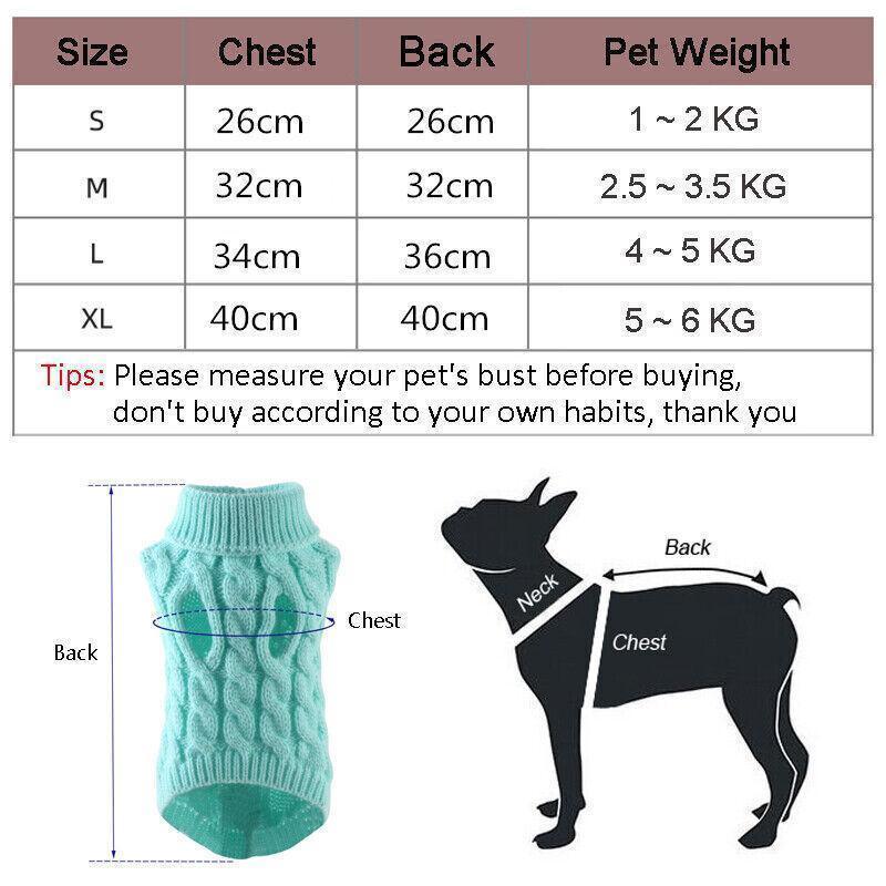 Puppy Dog Jumper Winter Warm Knitted Sweater Pet Clothes Small Dogs Coat Thermal L Size - Pink