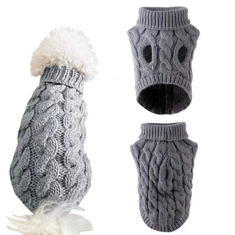 Puppy Dog Jumper Winter Warm Knitted Sweater Pet Clothes Small Dogs Coat Thermal L Size - Pink