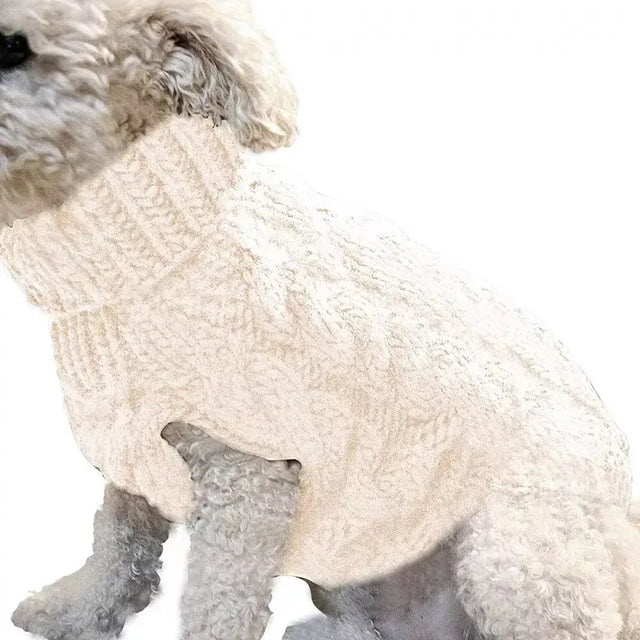 Puppy Dog Jumper Winter Warm Knitted Sweater Pet Clothes Small Dogs Coat Thermal S Size - White