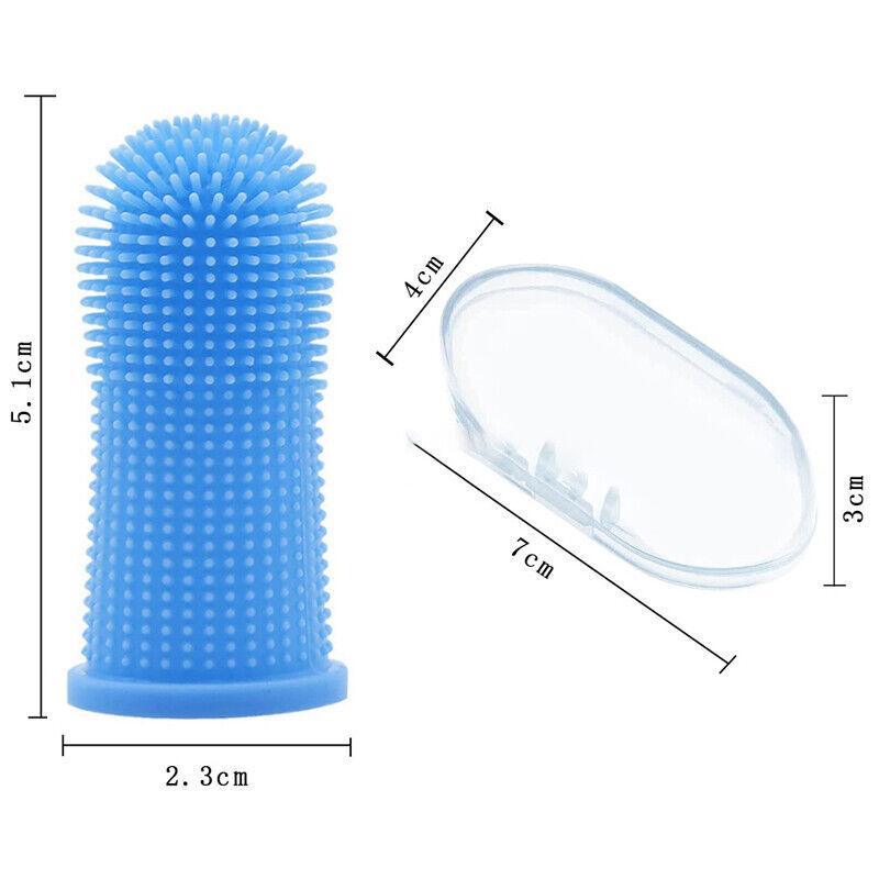 Dog Cat Super Soft Pet Finger Toothbrush Teeth Silicone Brush Care Cleaning - Yellow