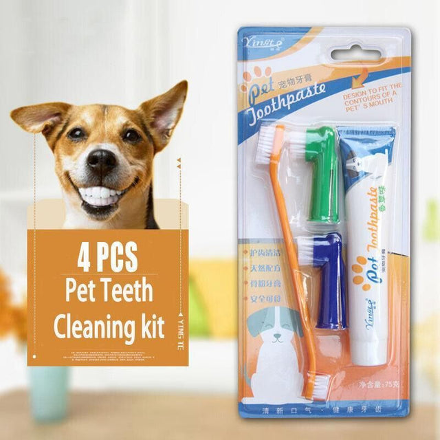 Pet Dog Teeth Cleaning Toothpaste w/Toothbrush & Backup Brush Vanilla Flavoured
