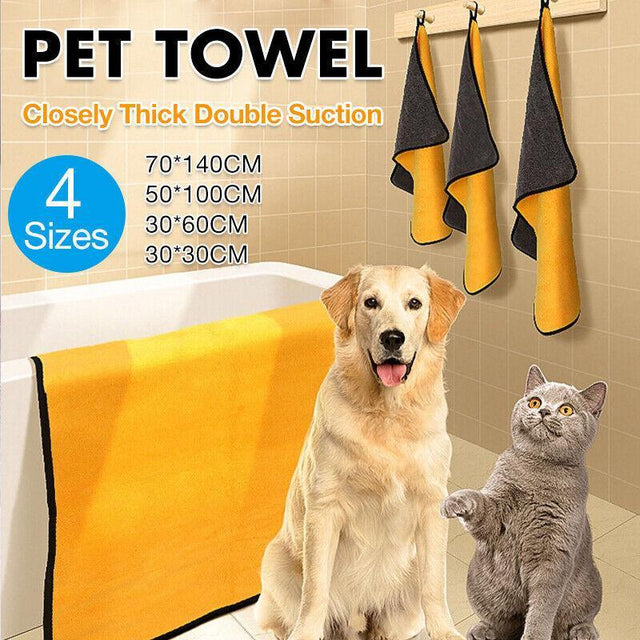 Pet Drying Towel Ultra Absorbent Water Dog Cat Bath Microfiber Clean 70 140CM