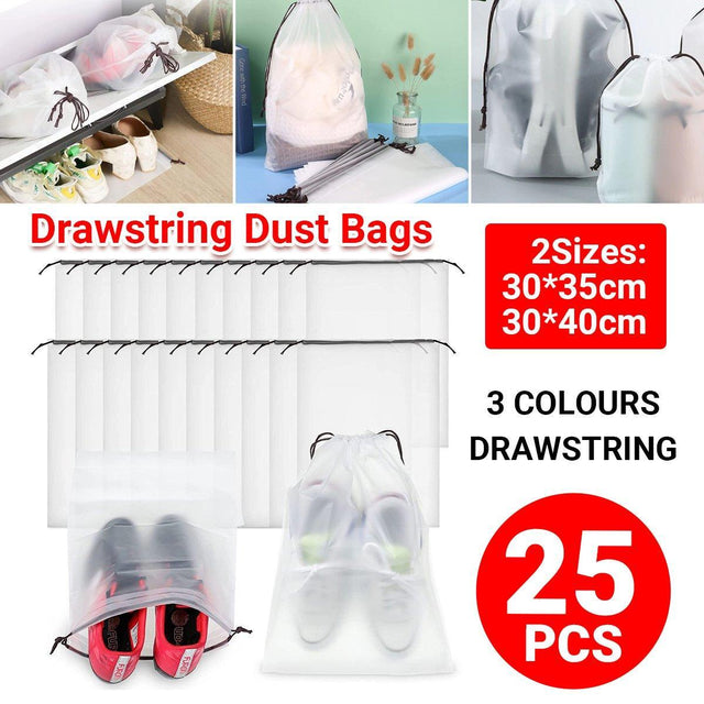 25PCS Portable Travel Shoe Bags Sport Storage Pouch Drawstring Dust Organizer - Brown-30*40cm