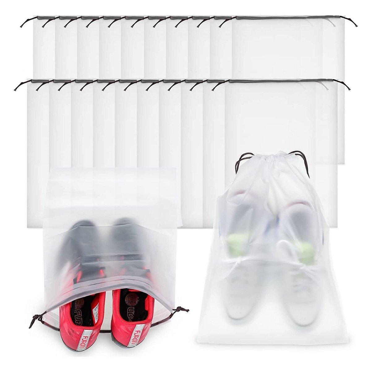 25PCS Portable Travel Shoe Bags Sport Storage Pouch Drawstring Dust Organizer - White-30*40cm