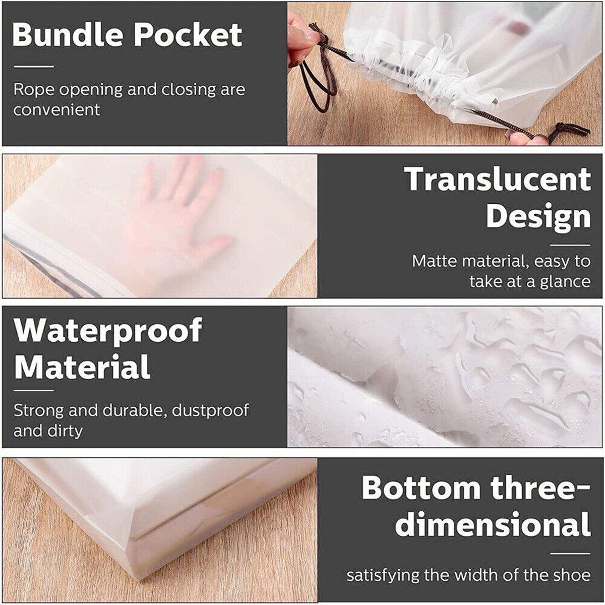 25PCS Portable Travel Shoe Bags Sport Storage Pouch Drawstring Dust Organizer - White-30*40cm