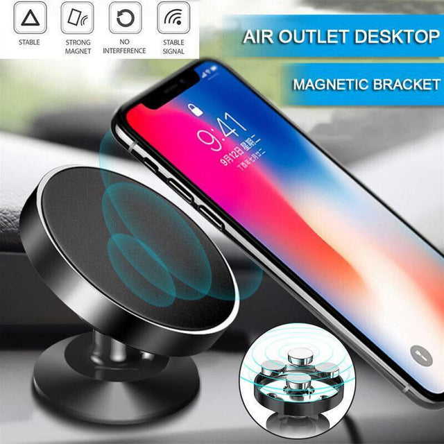 360-Degree Car Phone Holder Dashboard Mount Stand Cradle for Flat Surface - Silver