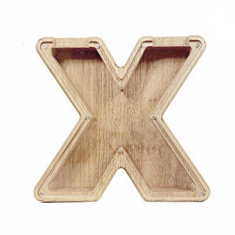 Wooden Piggy Bank Funny Letter or Guitar Coin Saving Money Box A–Z Gift Idea - X