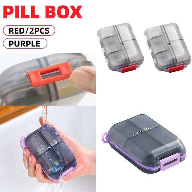 Small Pill Case Vitamin 6 10compartments Double Layer Holder Purple 6 Grids