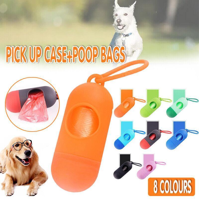 Portable Dog Waste Bag Dispenser with Refill Rolls for Pet Walking Cleanup - Orange