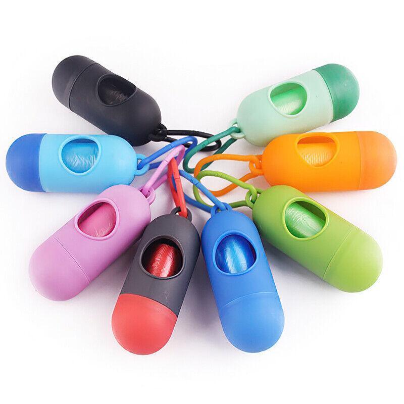 Portable Dog Waste Bag Dispenser with Refill Rolls for Pet Walking Cleanup - Orange