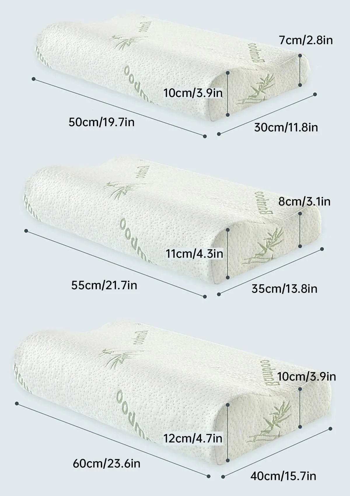 1/2PCS Memory Foam Neck Pillow Wavy Contour Slow Rebound Pillow - 60x40x12cm-2pcs