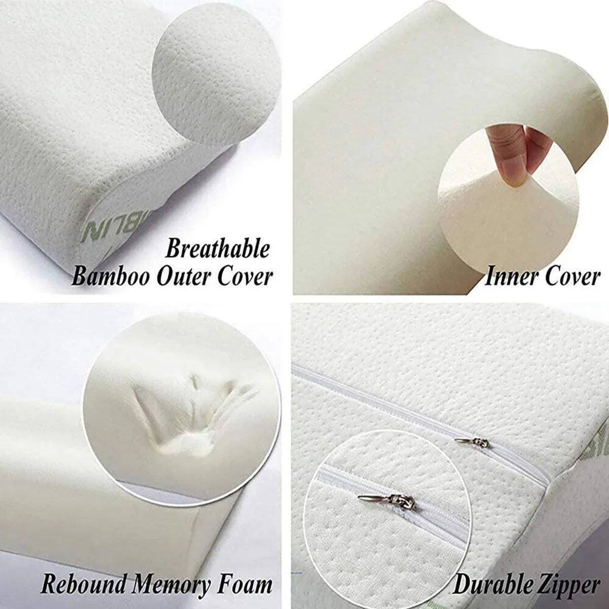 1/2PCS Memory Foam Neck Pillow Wavy Contour Slow Rebound Pillow - 60x40x12cm-2pcs