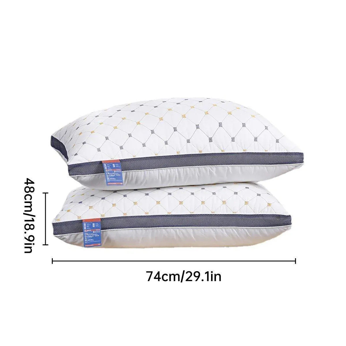 1/2pcs High Rebound Feather Velvet Pillow Washable Soft Bed Cushion Core Support - 700g-2pcs