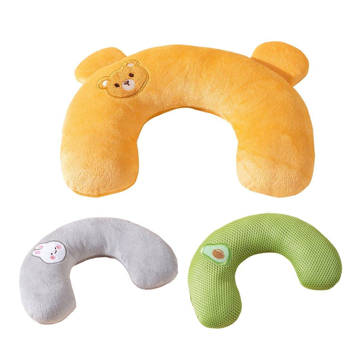 Dog Pet U Shaped Pillow Cartoon Breathable Cat Sleeping Cushion for All Seasons - Grey