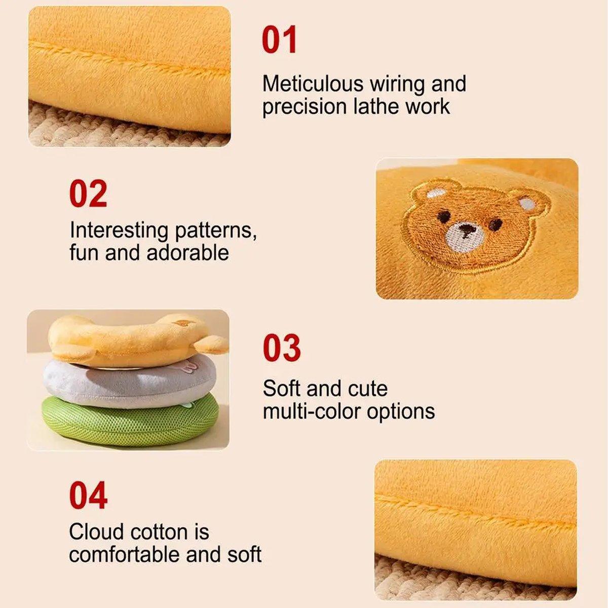Dog Pet U Shaped Pillow Cartoon Breathable Cat Sleeping Cushion for All Seasons - Grey