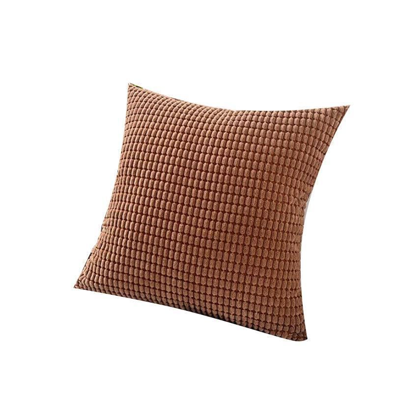 45X45 Plain Solid Colour Cushion Cover Decorative Pillow Case Home Multicoloured - Brown
