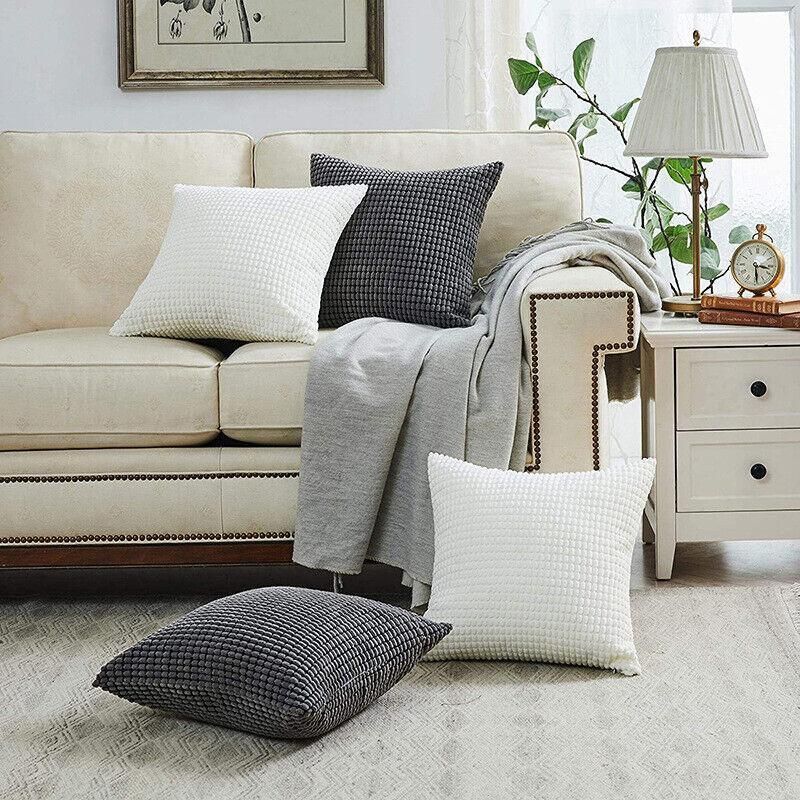 45X45 Plain Solid Colour Cushion Cover Decorative Pillow Case Home Multicoloured - Brown