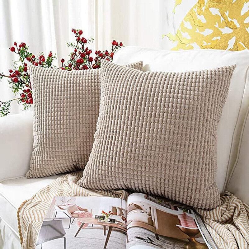 45X45 Plain Solid Colour Cushion Cover Decorative Pillow Case Home Multicoloured - Brown