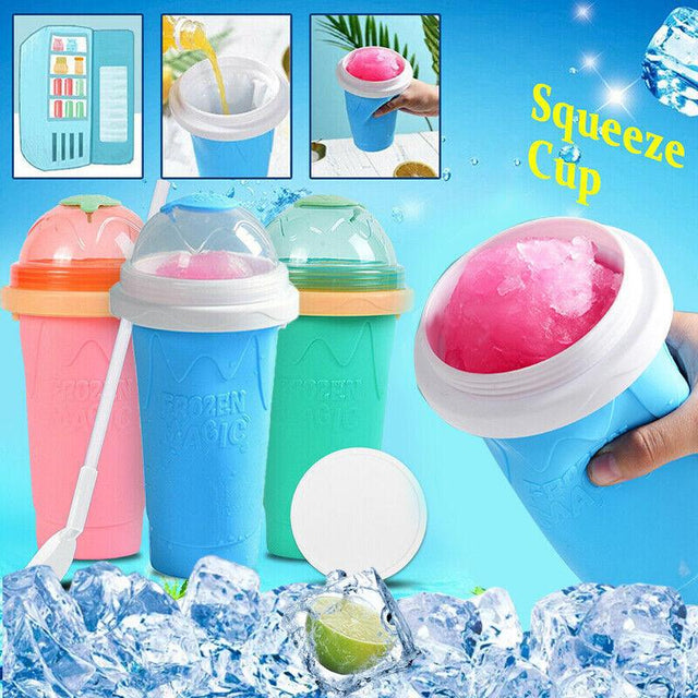 Slushie Maker Cup Quick Freeze Magic Squeeze Milkshake Ice Cream Blue