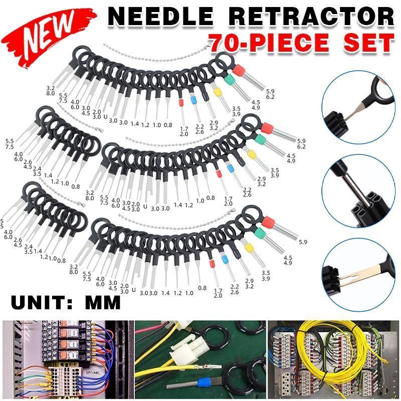 70Pcs Set Pin Ejector Wire Kit Extractor Auto Terminal Removal Connector Tool