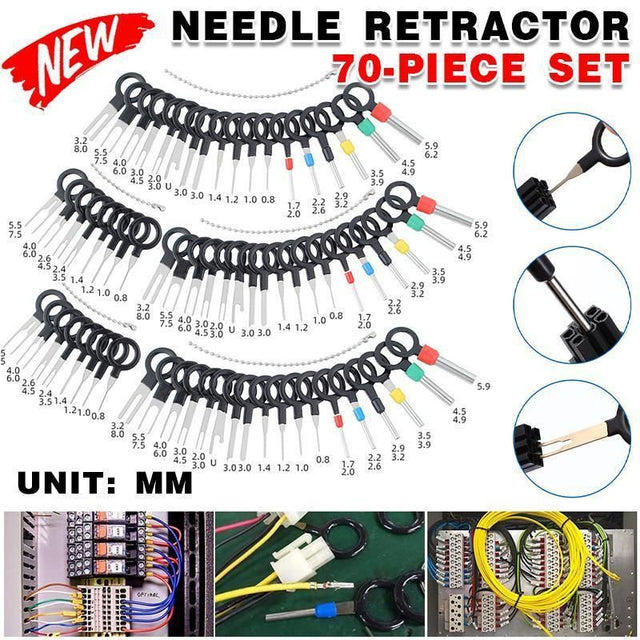 70Pcs Set Pin Ejector Wire Kit Extractor Auto Terminal Removal Connector Tool