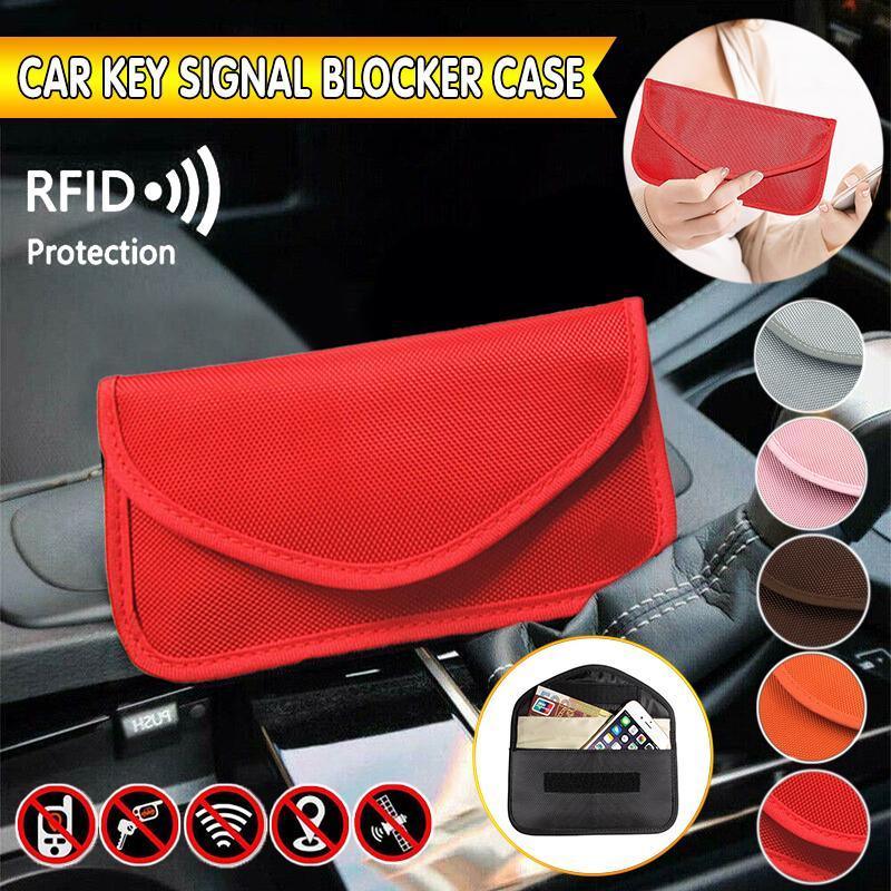 Car Key Case For Faraday Cage Fob Pouch Keyless RFID Blocking Bag - Pink