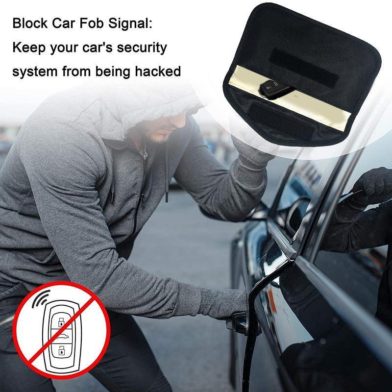 Car Key Case For Faraday Cage Fob Pouch Keyless RFID Blocking Bag - Pink