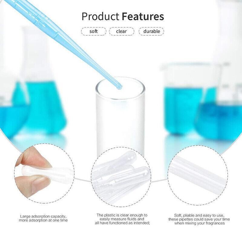 100X 3ml Disposable Graduated Plastic Pipettes for Liquid Transfer