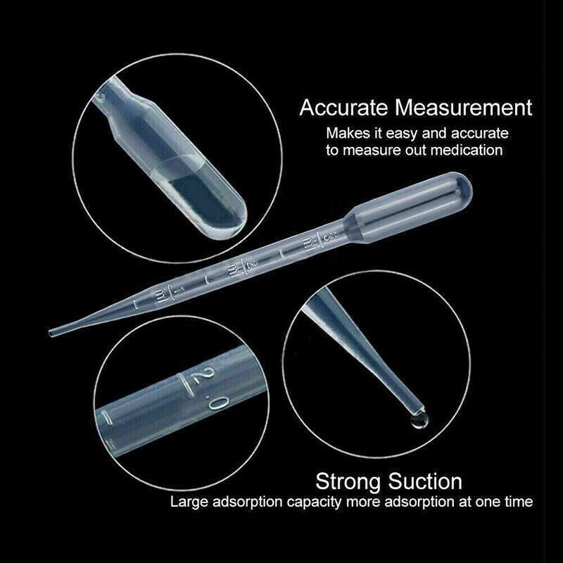 100X 3ml Disposable Graduated Plastic Pipettes for Liquid Transfer