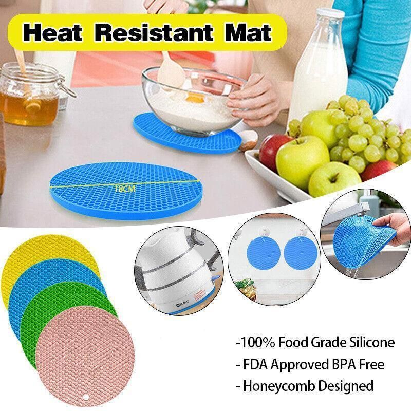 2Pcs Silicone Pot Holder Trivet Mat Hot Pads Non-Slip Heat Resistant Bpa Free