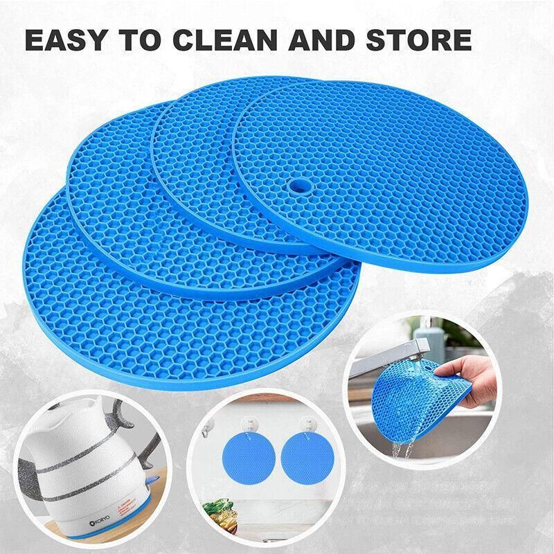 2Pcs Silicone Pot Holder Trivet Mat Hot Pads Non-Slip Heat Resistant Bpa Free