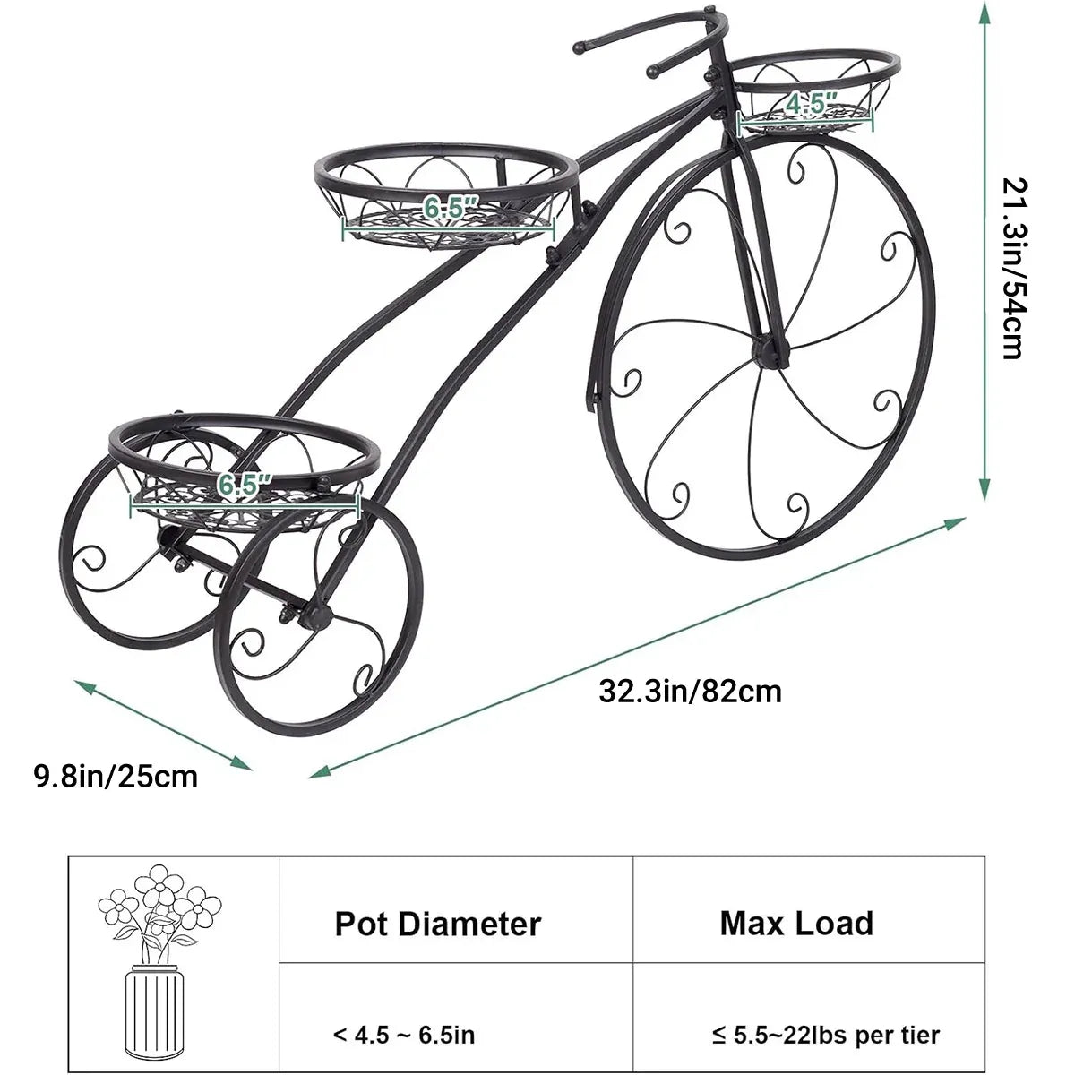 European Style Multi Layer Iron Bicycle Basket Flower Rack Outdoor Garden Decor
