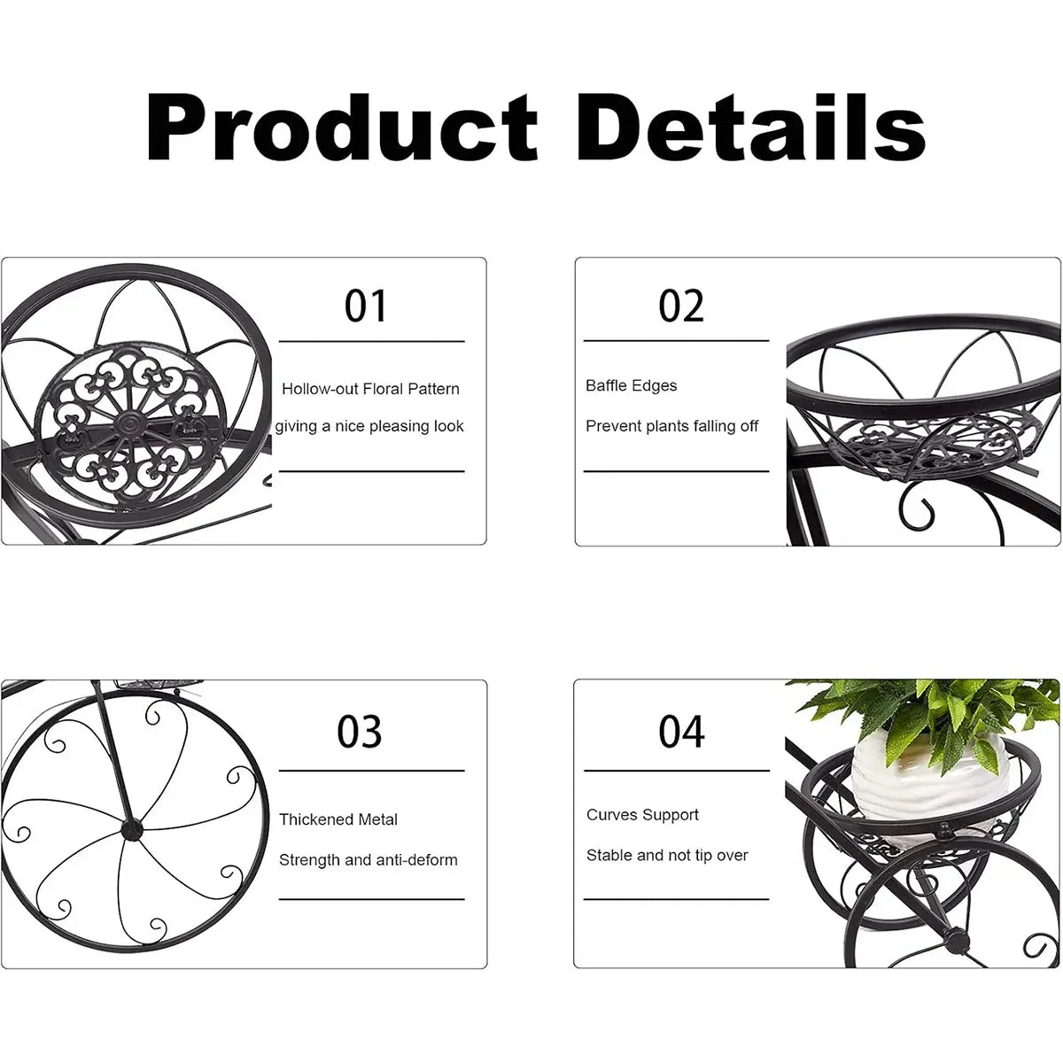 European Style Multi Layer Iron Bicycle Basket Flower Rack Outdoor Garden Decor