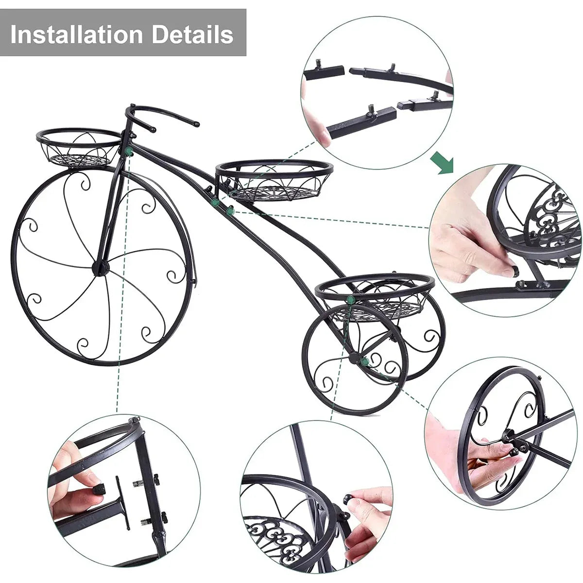 European Style Multi Layer Iron Bicycle Basket Flower Rack Outdoor Garden Decor