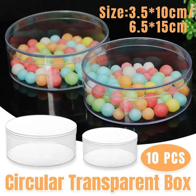 10pcs Clear Round Gift Boxes Plastic Candy Storage Containers for Party Favors - 10x3.5cm