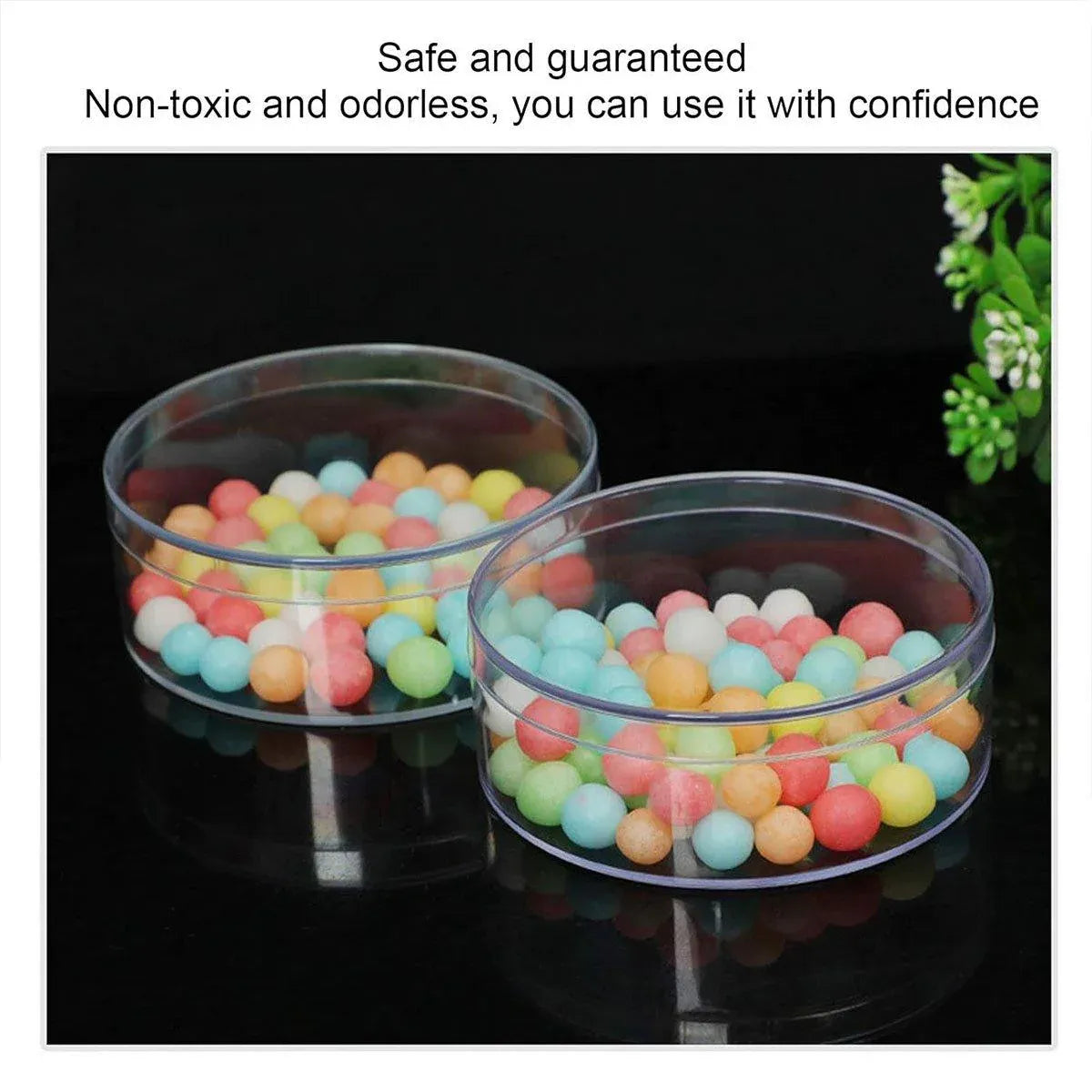10pcs Clear Round Gift Boxes Plastic Candy Storage Containers for Party Favors - 15x6.5cm