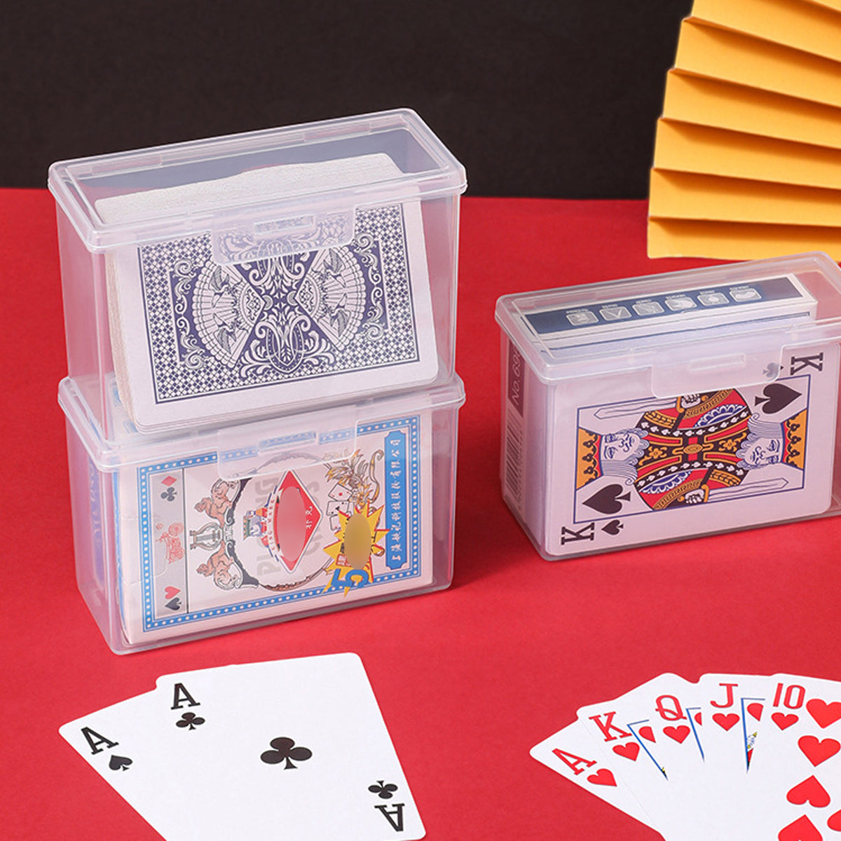 10PCS Card Storage Box Transparent Plastic Holder ID Business Card Organizer - Wide And Short