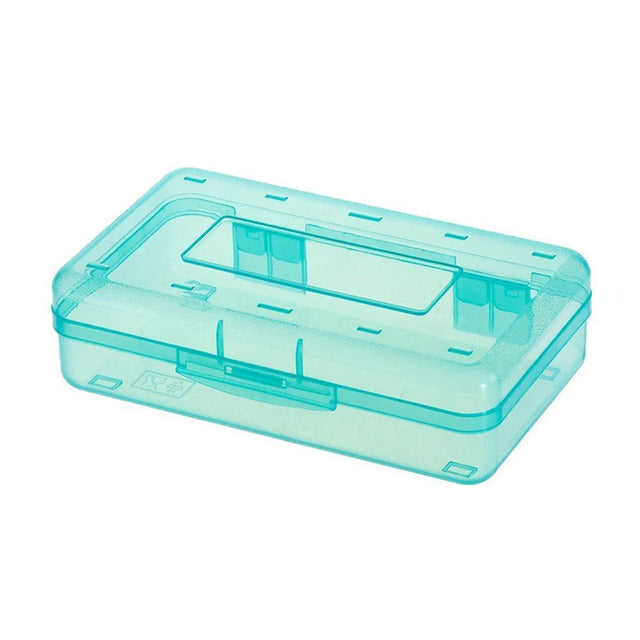 Large Capacity Transparent Plastic Pencil Case Multifunctional Student Art Box - Light Green