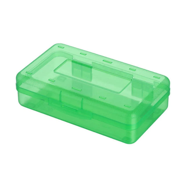 Large Capacity Transparent Plastic Pencil Case Multifunctional Student Art Box - Green