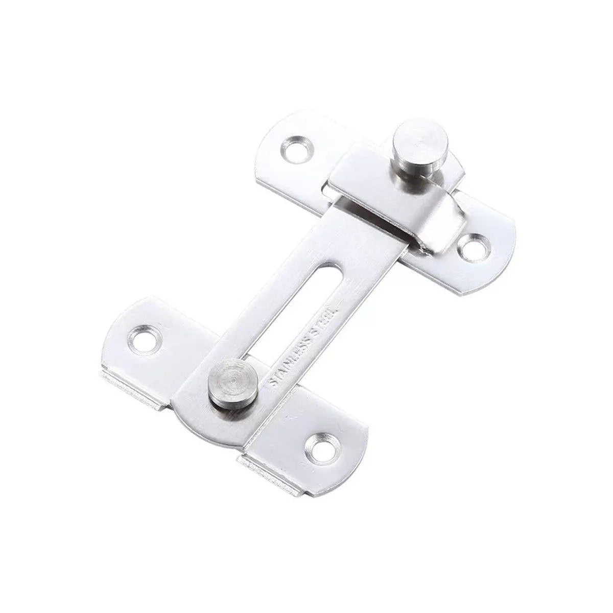 2 Sets 90 Degree Sliding Door Latch Lock Catch Kit for Home Use - Flat-Silver-L
