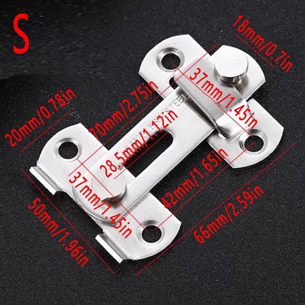 2 Sets 90 Degree Sliding Door Latch Lock Catch Kit for Home Use - Flat-Silver-L