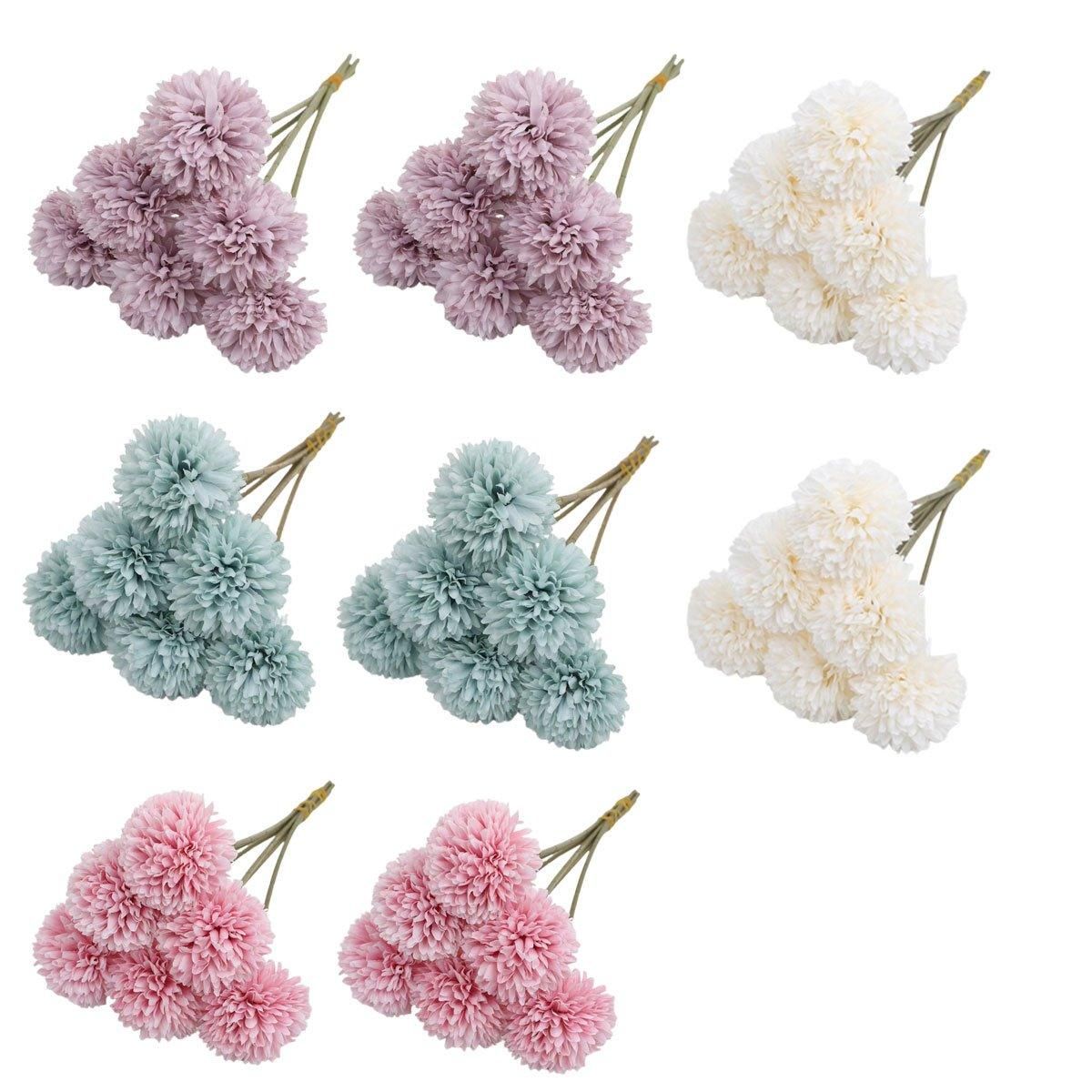 12pcs Artificial Dandelion Fake Flower Simulation Arrangement Desktop Decoration - Pink
