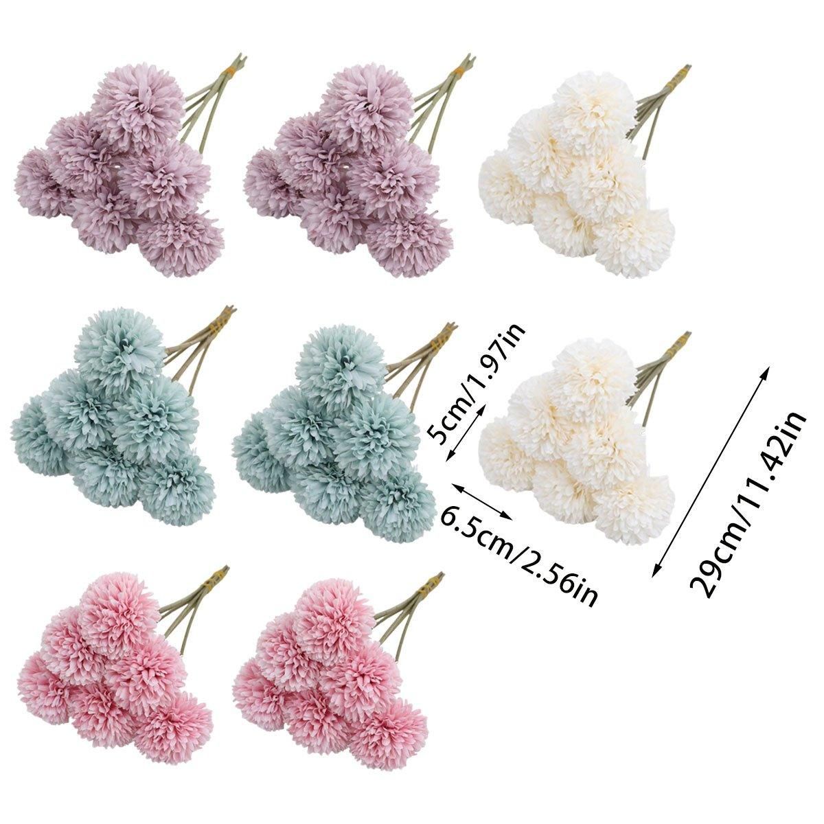 12pcs Artificial Dandelion Fake Flower Simulation Arrangement Desktop Decoration - White