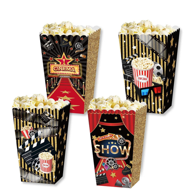 24 PCS Movie Night Snack Trays Popcorn Food Drink Holder Cinema - 24pcs-BM006